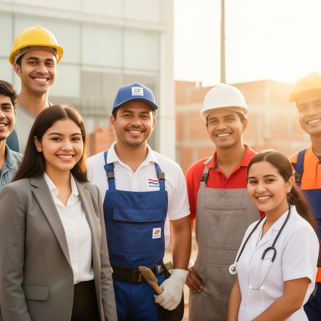 Personas trabajadoras de Paraguay sonriendo